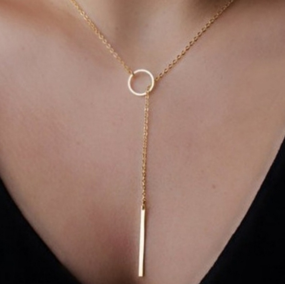 👽Gold Circle and Bar Loose Necklace